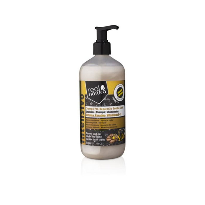 Real Natura Shampoing Réparateur Sans Sel à la Caféine - 500 ml - Nettoie et fortifie les cheveux, stimule la croissance et apporte douceur Real Natura Shampoing Réparateur Sans Sel à la Caféine - 500 ml - Nettoie et fortifie les cheveux, stimule la croissance et apporte douceur