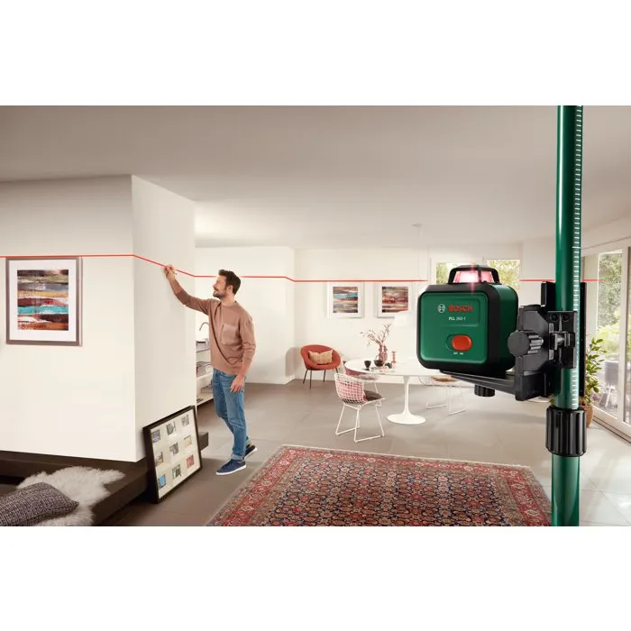 Bosch PLL 360-1 Niveau Laser 360 Degrés, Précision +/- 0.4 mm/m, Portée 24 m, avec Trépied TT120, Housse et Piles