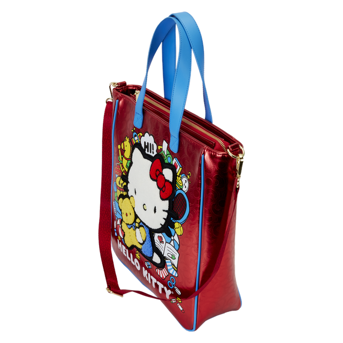 LOUNGEFLY Sac à dos Hello Kitty 50th Anniversary avec monedero extraíble, 27.5x32.5x10cm, herrajes dorados, correa ajustable et forro a juego