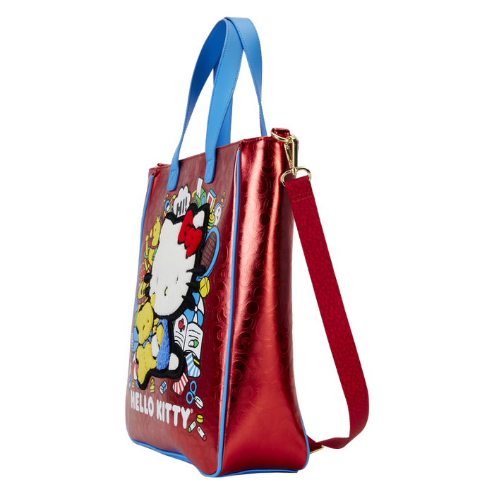 LOUNGEFLY Sac à dos Hello Kitty 50th Anniversary avec monedero extraíble, 27.5x32.5x10cm, herrajes dorados, correa ajustable et forro a juego