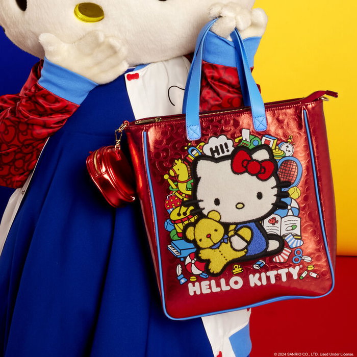 LOUNGEFLY Sac à dos Hello Kitty 50th Anniversary avec monedero extraíble, 27.5x32.5x10cm, herrajes dorados, correa ajustable et forro a juego