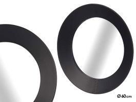 Giftdecor Miroir Rond Noir 60 cm Cristal et Métal