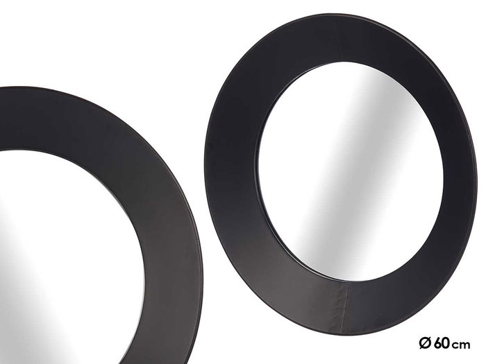 Giftdecor Miroir Rond Noir 60 cm Cristal et Métal Giftdecor Miroir Rond Noir 60 cm Cristal et Métal