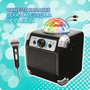 DEQUBE Système de karaoke sans fil avec Bluetooth, lumière disco multicolore et effet écho - Pour smartphone et tablette - Recommandé à partir de 3 ans