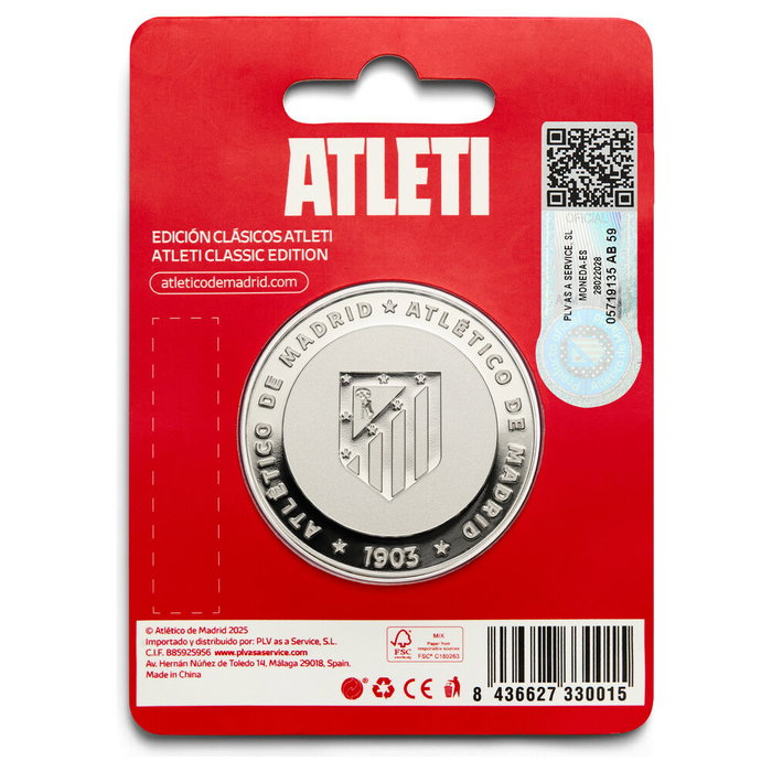 MOCILAB Monnaie de collection officielle Atlético de Madrid - Classic 2025-26 - Thème Coraje y Corazón en nickel - 4 cm avec capsule et étui
