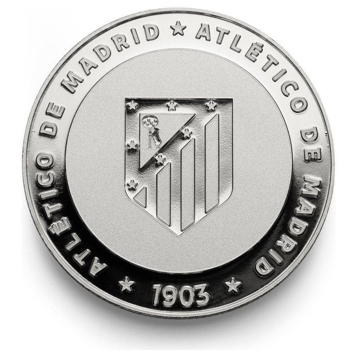 MOCILAB Monnaie de collection officielle Atlético de Madrid - Classic 2025-26 - Thème Coraje y Corazón en nickel - 4 cm avec capsule et étui