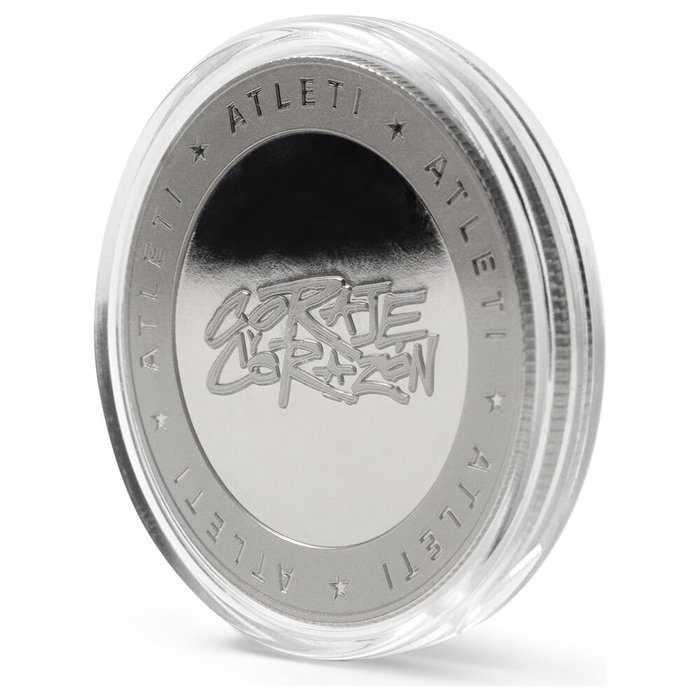 MOCILAB Monnaie de collection officielle Atlético de Madrid - Classic 2025-26 - Thème Coraje y Corazón en nickel - 4 cm avec capsule et étui