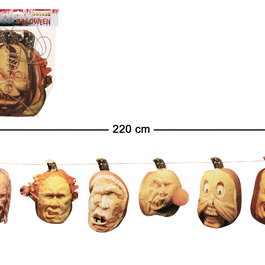 Guirnalda Halloween 220 cm avec Citrouilles Monstrueuses en Latex - Décoration Épouvantable pour Maison Hantée ou Vitrine