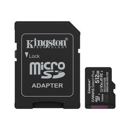 Kingston Canvas Select Plus 512 Go Carte Mémoire microSDXC UHS-I U3 V30 A1 150 Mo/s avec Adaptateur SD