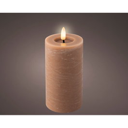 Lumineo Bougie LED Marron Effet Marbre Ø 7 x 15 cm