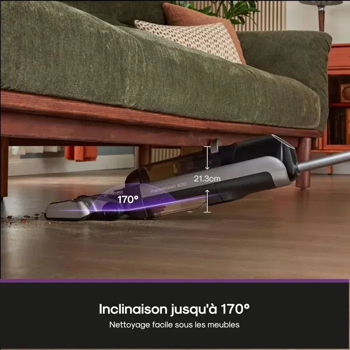 Eureka RapidWash NEW630 Aspirateur Laveur Sans Fil, Seche a Air Chaud 60°C, Inclinaison 170°, Autonomie 38 Min, 21600 Pa, Ideal Poils d'Animaux, Anti-Enchevetrement