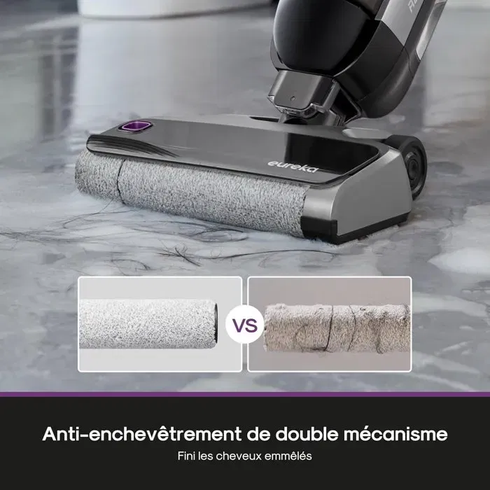 Eureka RapidWash NEW630 Aspirateur Laveur Sans Fil, Seche a Air Chaud 60°C, Inclinaison 170°, Autonomie 38 Min, 21600 Pa, Ideal Poils d'Animaux, Anti-Enchevetrement