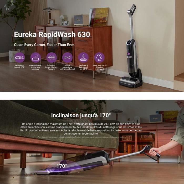Eureka RapidWash NEW630 - Aspirateur Laveur sans Fil Sec et Humide Eureka RapidWash NEW630 - Aspirateur Laveur sans Fil Sec et Humide