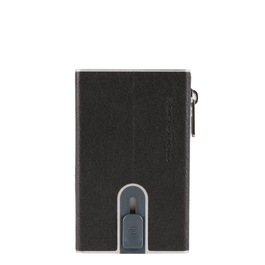Piquadro Porte-cartes en cuir noir avec système coulissant carré PP5585B3R