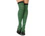 Chaussettes Rayées Vertes et Blanches en Polyester - Pour Costume d'Elfe, Lutin ou Personnage de Forêt, Idéal pour Fêtes à Thème, Spectacles et Carnaval