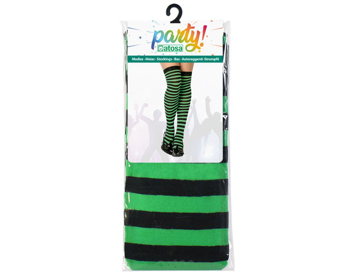 Bas Rayés Vert et Blanc Adulte - Accessoire de Déguisement, Fête à Thème Elfique, Forestier ou de Noël