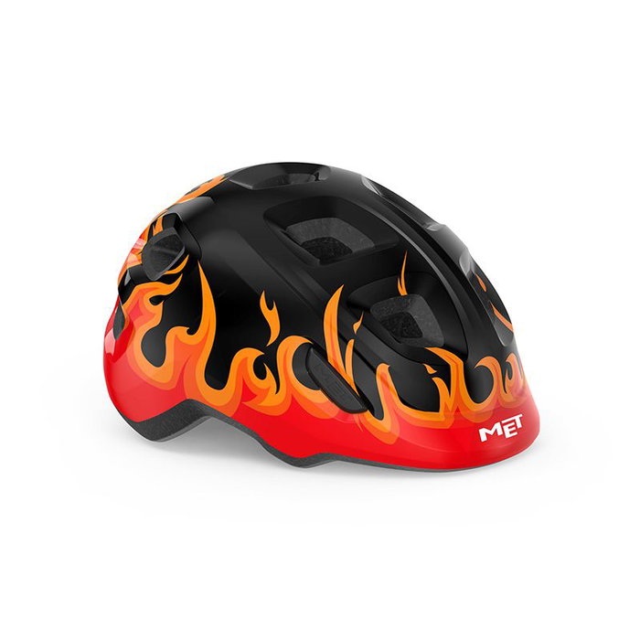 Met MET HOORAY Casque Enfant Noir Flammes Brillantes S Met MET HOORAY Casque Enfant Noir Flammes Brillantes S