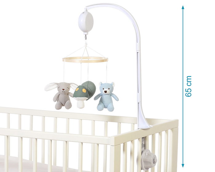 KioKids Mobile de berceau musical avec peluches en coton - Bleu