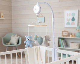 KioKids Mobile de berceau musical avec peluches en coton - Bleu
