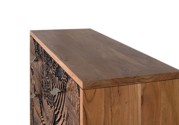 GINER Y COLOMER Commode 3 tiroirs en acacia massif et métal noir, couleur naturelle et noir, dimensions 93 x 40 x 83 cm, à monter