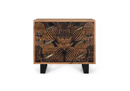 GINER Y COLOMER Commode 3 tiroirs en acacia massif et métal noir, couleur naturelle et noir, dimensions 93 x 40 x 83 cm, à monter