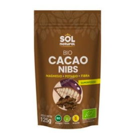 Solnatural Fèves de cacao concassées bio 125 g - Riche en magnésium et fibres