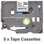 Brother TZE231M5 Pack de 5 Rubans Laminés 12mm Noir sur Blanc P-touch