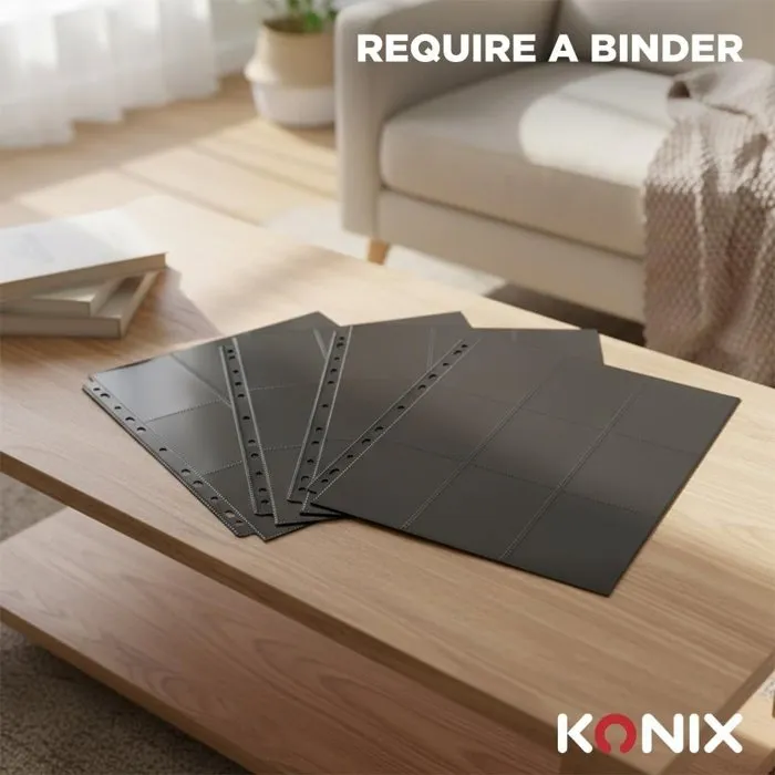 Konix Classeur 10 feuilles à 9 pochettes recto-verso pour cartes Magic The Gathering, Pokémon, Yu-Gi-Oh! - Format 63x88 mm - Noir