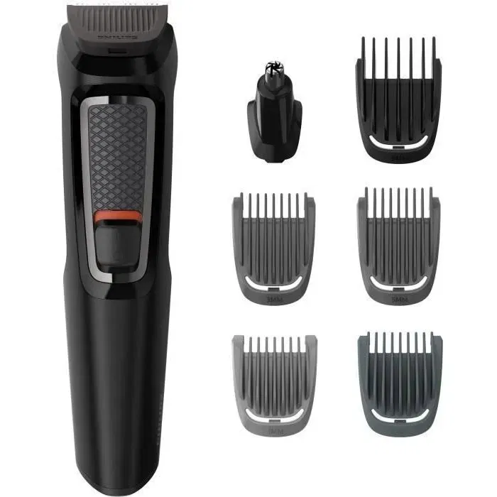 Philips MG3720/15 Tondeuse Multifonction avec 7 Accessoires pour Barbe, Cheveux et Poils du Nez - Lames Auto-Affûtées - Autonomie 60 min - Noir