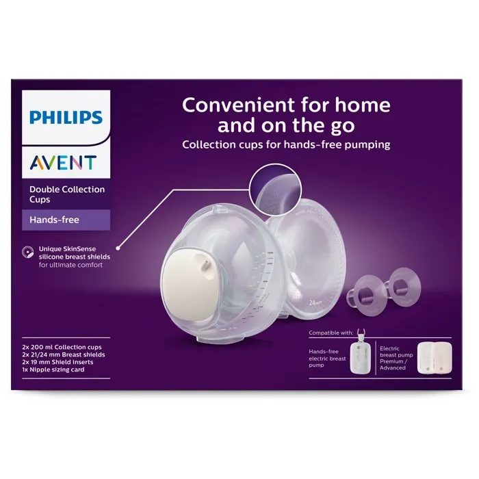 Avent Philips Kit double récipient collecteur mains libres avec téterelles SkinSense