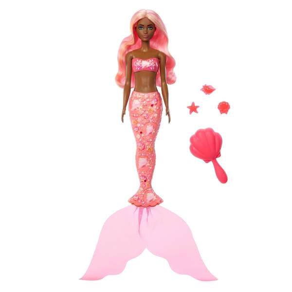 Mattel Barbie Color Reveal Sirenas, Poupée révélant des couleurs sirènes, dimensions 32 x 8 x 8 cm, à partir de 36 mois