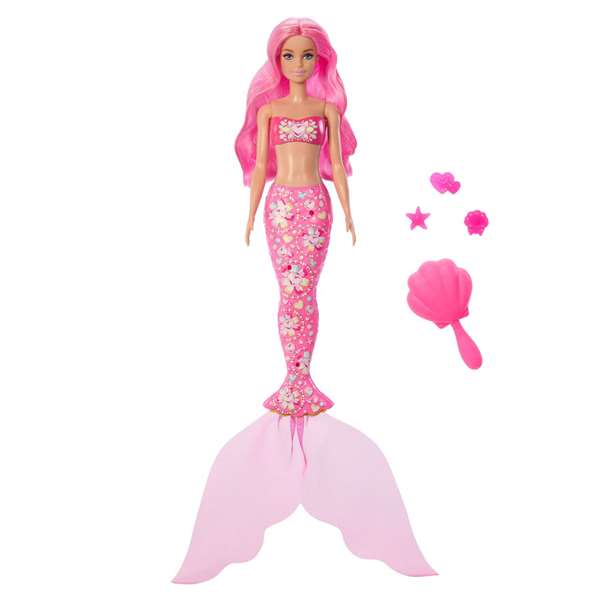 Mattel Barbie Color Reveal Sirenas, Poupée révélant des couleurs sirènes, dimensions 32 x 8 x 8 cm, à partir de 36 mois