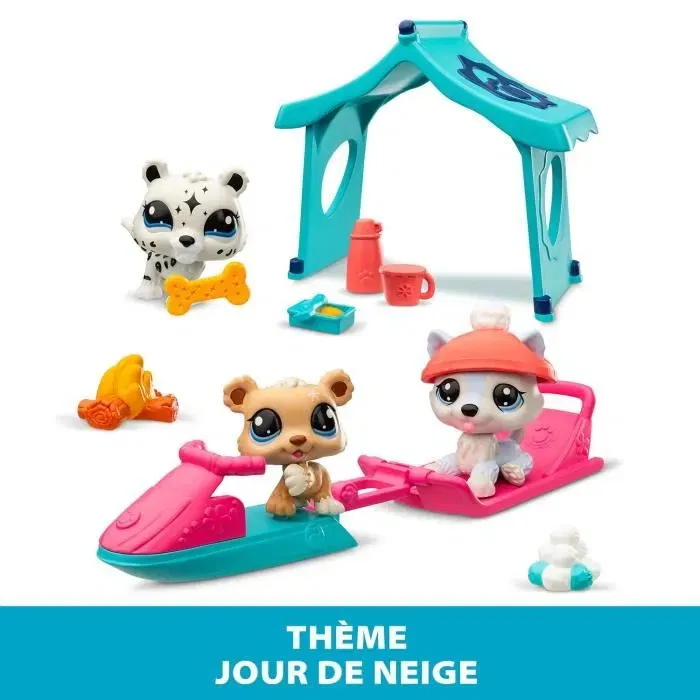 Bandai Littlest Pet Shop Pack a theme 3 Pets - Neige - Animaux et accessoires pour enfants - Jouet de collection