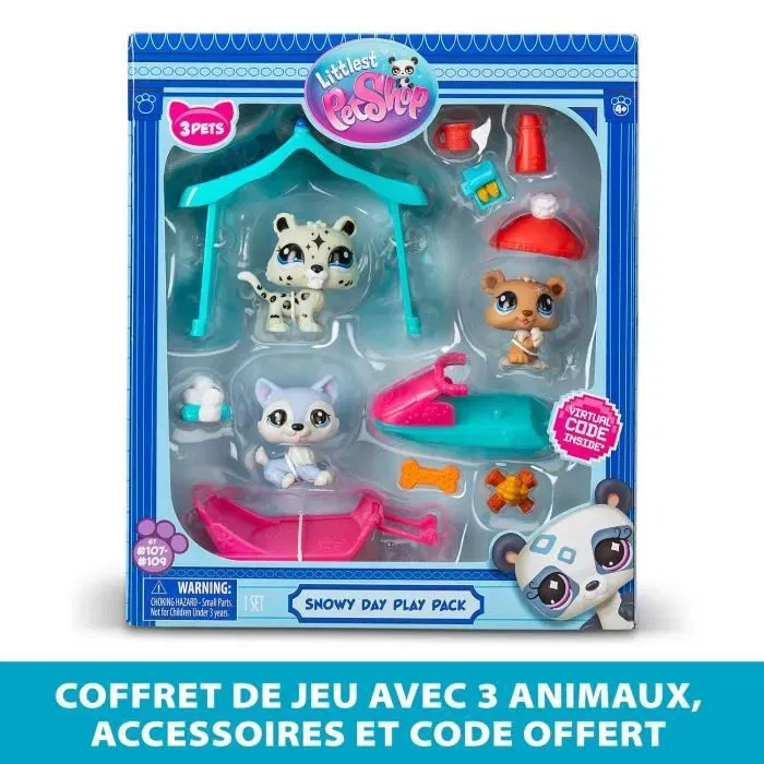 Bandai Littlest Pet Shop Pack a theme 3 Pets - Neige - Animaux et accessoires pour enfants - Jouet de collection