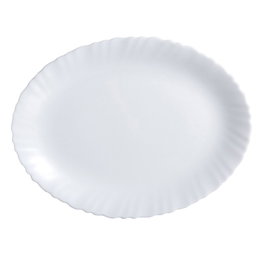 Luminarc Plat Oval Feston 33 cm Verre Trempé Extra Résistant Apilable Blanc