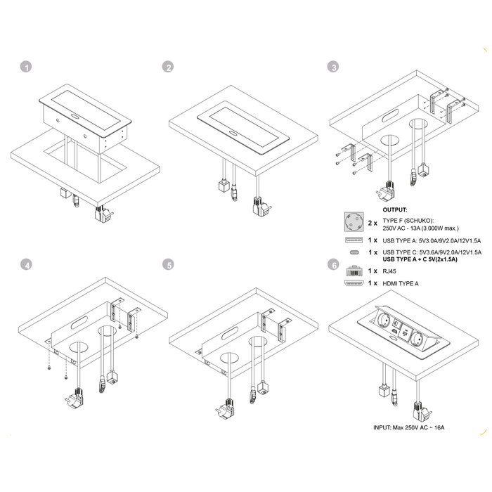 Emuca Multiconnecteur Atom 26 A+C, Peint en aluminium