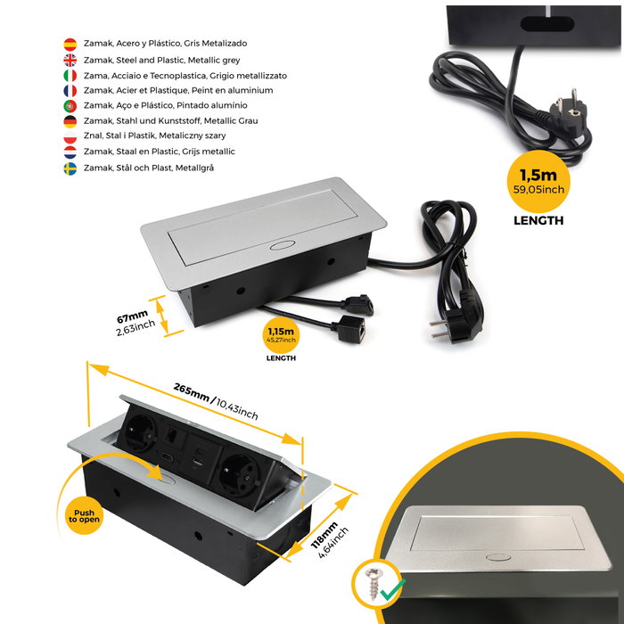 Emuca Multiconnecteur Atom 26 A+C, Peint en aluminium