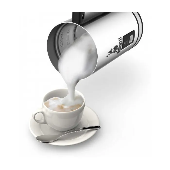Bialetti Mousseur à Lait Électrique en Acier Inoxydable MK01 - 240 ml - Pour Cappuccino Crémeux