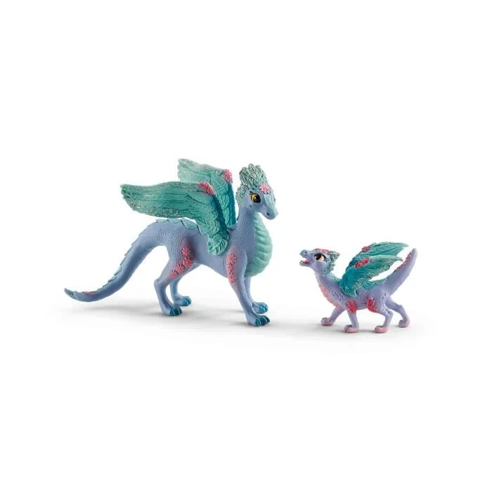 Schleich 70592 Bayala Figurine Dragon Fleuri avec son petit, figurine dragon ailé fleuri et bébé, coffret jeu pour enfants à partir de 5 ans