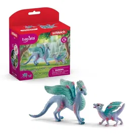 Schleich 70592 Bayala Figurine Dragon Fleuri avec son petit, figurine dragon ailé fleuri et bébé, coffret jeu pour enfants à partir de 5 ans
