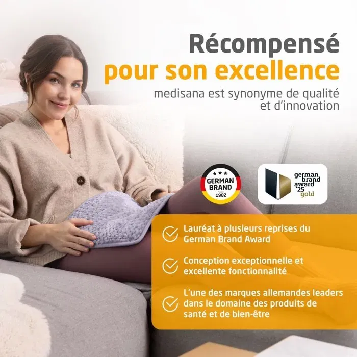 Medisana Coussin Chauffant HP 518 Violet, 100 W, 4 Niveaux de Chaleur, Housse Lavable, Tissu Oeko-Tex, Confort et Détente