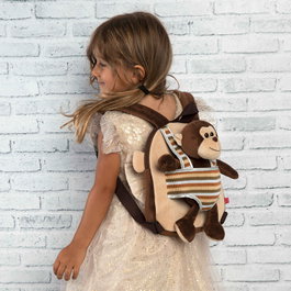 PERLETTI Sacoche réversible et peluche Singe Max 25cm