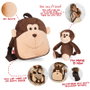 PERLETTI Mochila reversible avec peluche Mono Max, sac à dos pour école ou loisirs, dimensions 25 x 22 x 5 cm