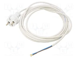 JONEX Câble d'alimentation H03VV-F 2x1mm2 5m CEE 7/17 (C) blanc