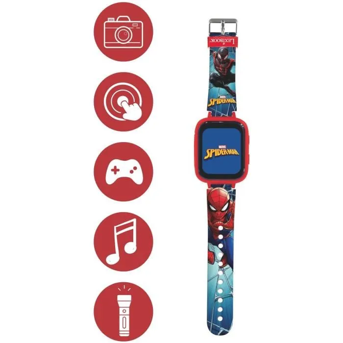 Lexibook Montre connectée pour enfants Spider-Man avec écran couleur, caméra, 8 Go mémoire, bracelet ajustable et recharge USB-C Lexibook Montre connectée pour enfants Spider-Man avec écran couleur, caméra, 8 Go mémoire, bracelet ajustable et recharge USB-C