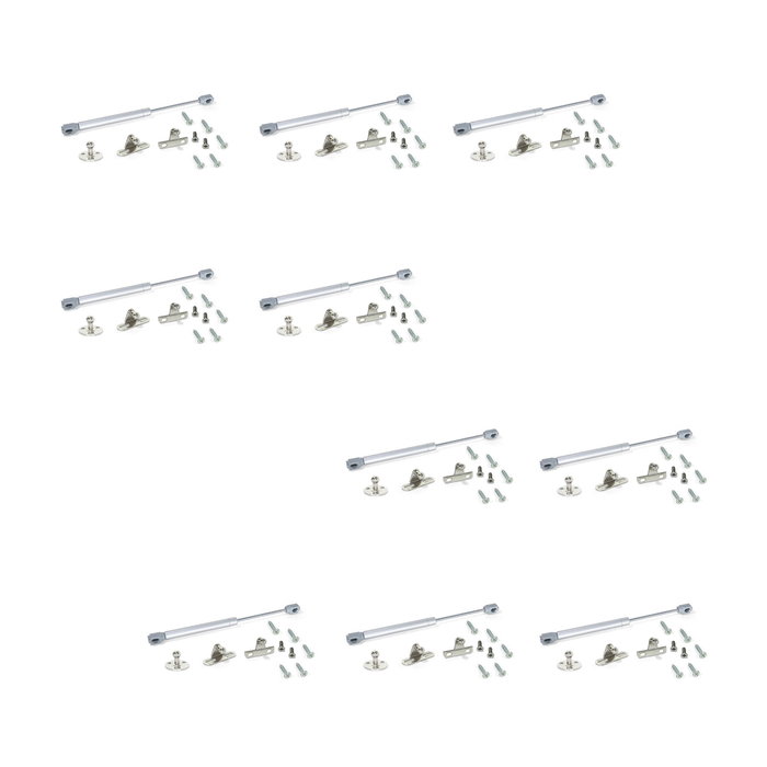 Emuca Lot de 10 pistons de porte Relevable H, 8kg, course 100mm, avec loquets, Acier et Plastique, Gris métallisé Emuca Lot de 10 pistons de porte Relevable H, 8kg, course 100mm, avec loquets, Acier et Plastique, Gris métallisé