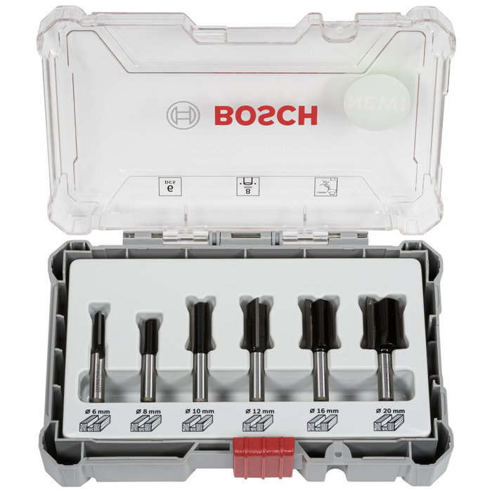 Bosch Professional Coffret de 6 fraises droites queue 8 mm Ø6-20 mm Bosch Professional Coffret de 6 fraises droites queue 8 mm Ø6-20 mm