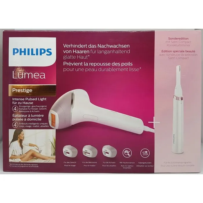 PHILIPS Lumea IPL 8000 Épilateur à lumière pulsée avec technologie SenseIQ, capteur SmartSkin et 4 embouts ergonomiques