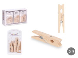PINCELLO Set de 24 pinces en bois naturel