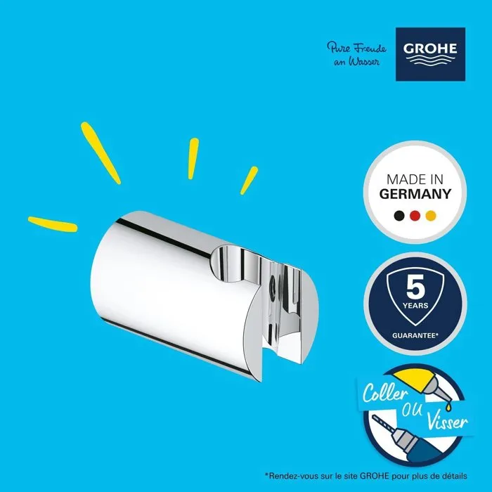 Grohe Support mural de douche Vitalio Universal chromé - Fixation murale non ajustable en métal - Réf. 26102000